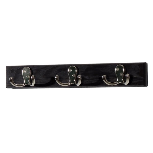 Palacedesigns 3 Double Prong Nickel Hook Rail & Coat Rack - Black PA2681687 - main