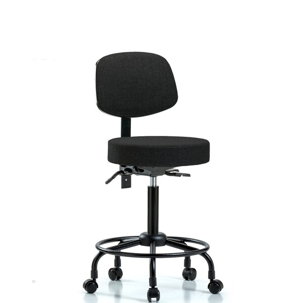 Blue Ridge Ergonomics Bench Stool, Med, Fab, Bk, RT, Casters, Blk BR-FMBST-RT-T0-RC-F42 - main