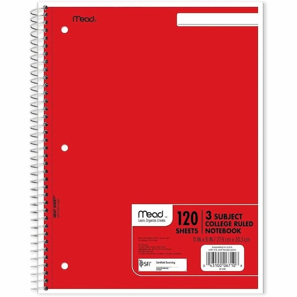 Mead Products NOTEBOOK, 11X8.5,120SH 06710 - main
