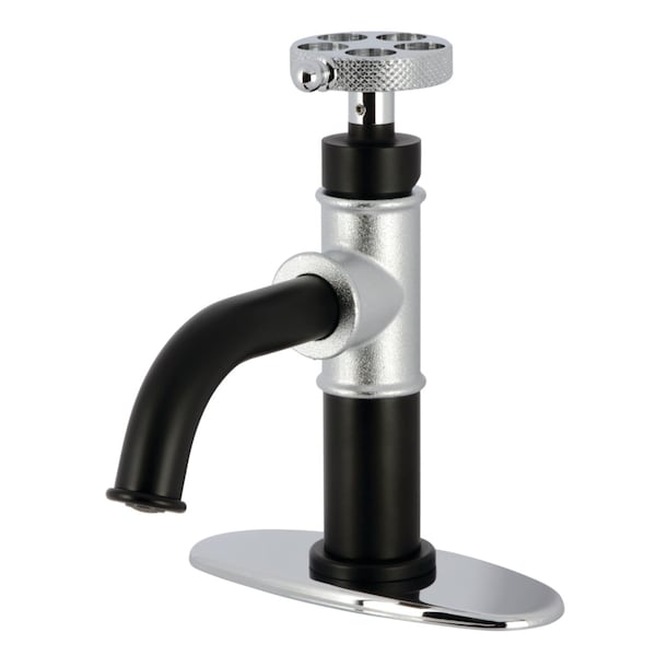 Kingston Brass One-Handle 1-Hole Bathroom Faucet with Knurled Handle, Deck Plate, and Push Pop-Up Drain KSD2821RKX - main