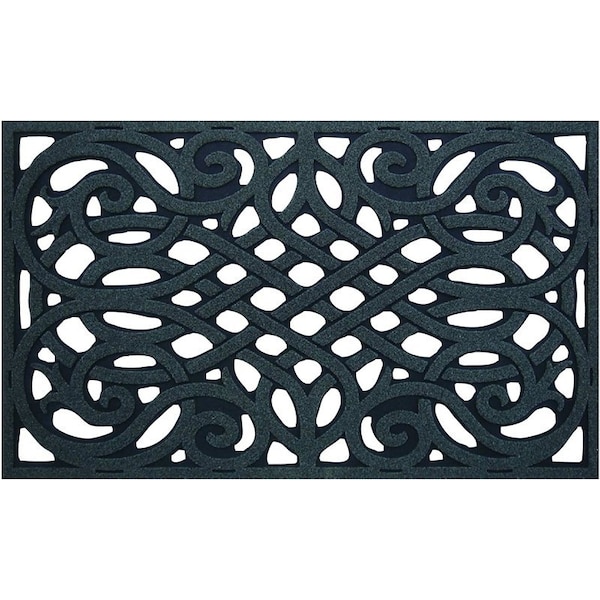 Simple Spaces Door Mat, 30 in L, 18 in W, Flock Dye Cut Pattern, Polyester Surface, Gray 06ABSHE-15-3L - main