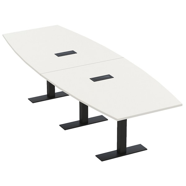 Skutchi Designs 10 Person Conference Table With Power Unit | 10' Boat Table | Harmony Series HAR-BOT-48X120-T.BK-W960-EBLK - main
