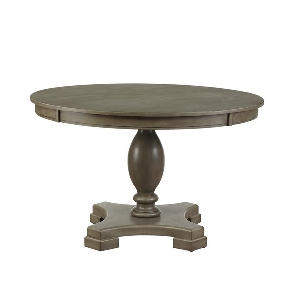 Homeroots 48" Gray Wood Pedestal Base Round Top Dining Table 631273 - main