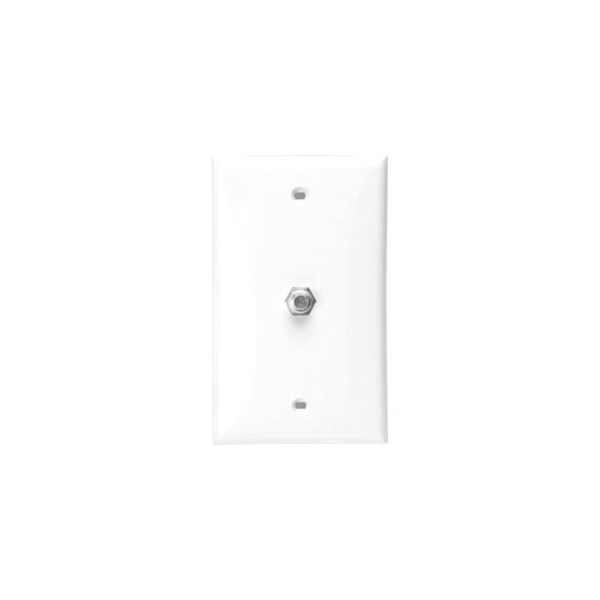 Leviton Flush Mt Singlegang Wallplate, With 1 F Connector, White 80781-W - main