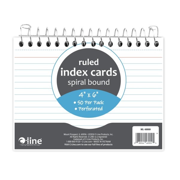 C-Line Products 4in X 6in Spiral Bound Index Card Notebook, Ruled 48909 - main