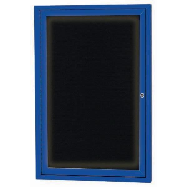 Aarco Illuminated Enclosed Letter Board Directory w/ Powder Coated BlueAluminum Frame, 24''Hx18''W 1 Door ADC2418IB - main