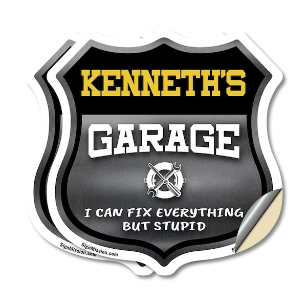 Signmission Kenneth's Garage I Can Fix Everything But Stupid, 6 inch X 6 inch, Vinyl Decal, 2PK SHI-D-2PACK-6-490-KENNETH - main