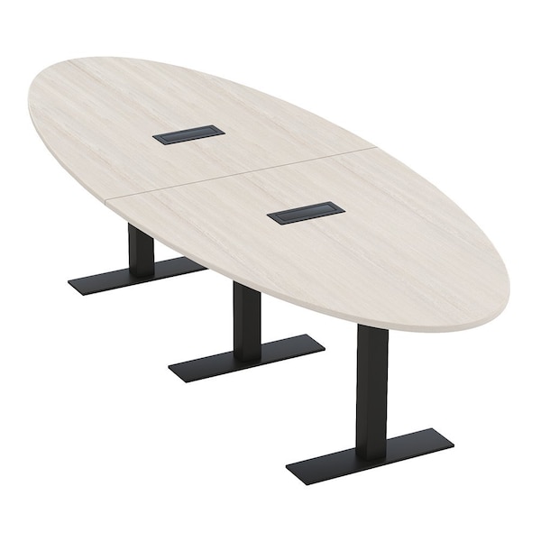 Skutchi Designs 10 Person Conference Table With Power Unit | 12' Oval Table | Harmony Series HAR-OVL-48X144-T.BK-K458-EBLK - main