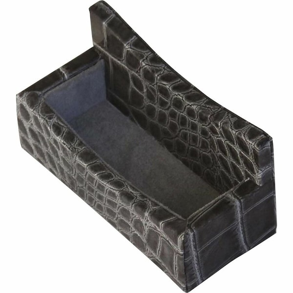 Dacasso Protacini Castlerock Gray Italian Patent Leather Business Card Holder A6207 - main