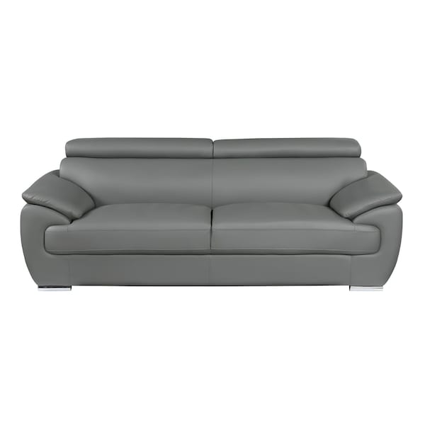 Homeroots 86" Gray Leather Sofa With Silver Legs 329527 - main