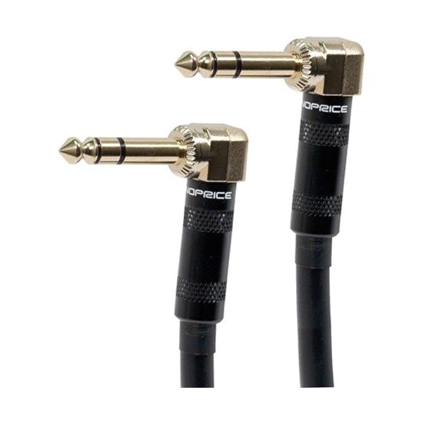 Monoprice 8-inch Premier Series 1/4-inch (TRS) Male Right Angle to Male Right Angle 16AWG Cable (Gold Plated) 601100 - main