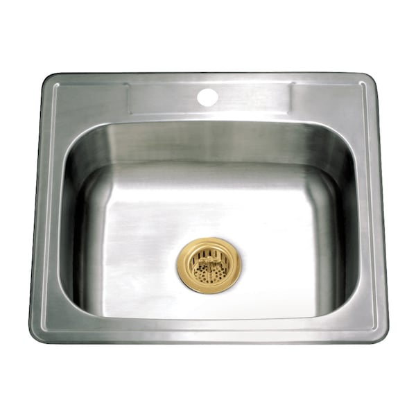 Kingston Brass 25-Inch Stainless Steel Self-Rimming Single Bowl Drop-In Kitchen Sink, 1-Hole with Strainer KGKTS2522917 - main
