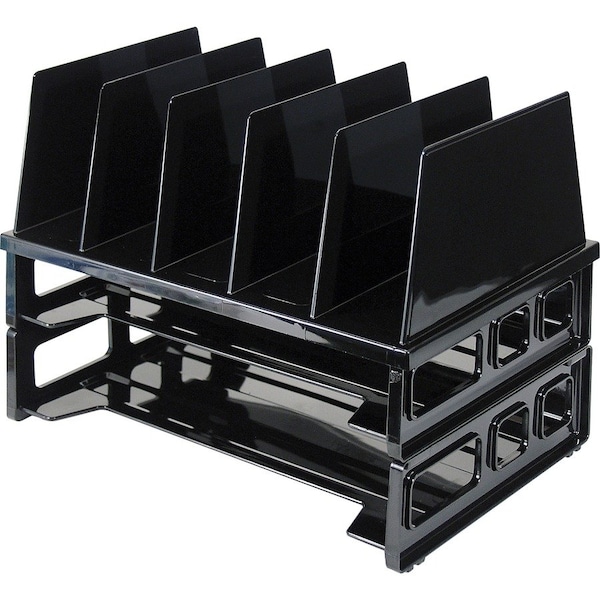 Officemate Letter Tray, Black, Plastic, 13 1/2 in W, 9 in L, 10 1/4 in H, 9.1" D, 7 Number of Compartments 22102 - main