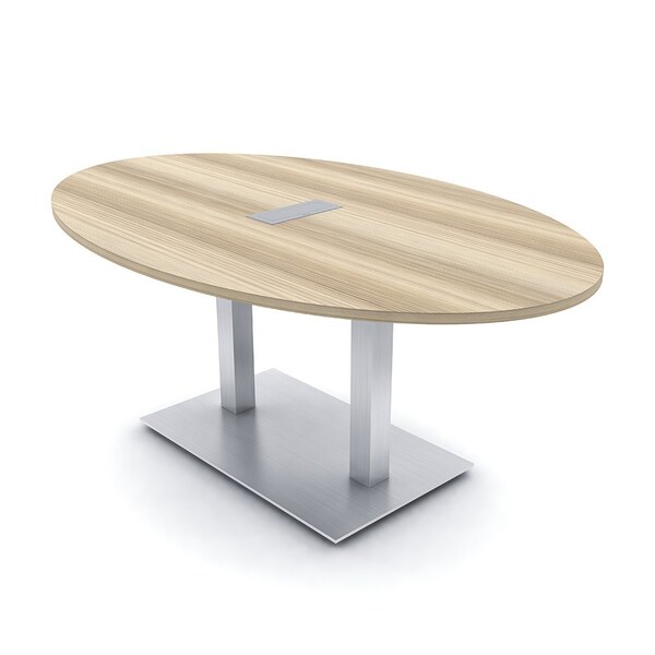 Skutchi Designs Oval Conference Table With Power, 48 in W, 72 in L, Brown HAR-OVL-48X72-DOU-K525-ESIL - main