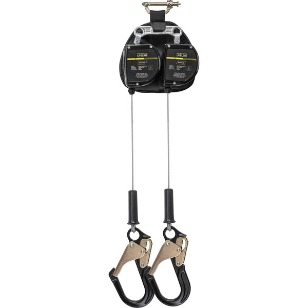 Ironwear 8' Class 2 LE Dual SRL w/ Non Swivel Aluminum Rebar Hooks 2208D-ARH-NS-LE - main