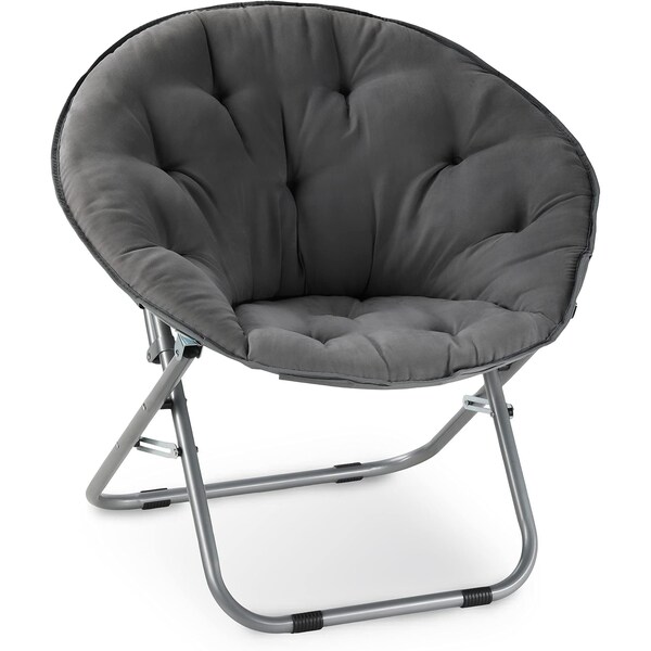 Yssoa Saucer Chair Folding Comfy Moon Chair Faux Fur with Metal Frame Cozy Round Reading Chair for FNCHARFOLDRND30G01 - main