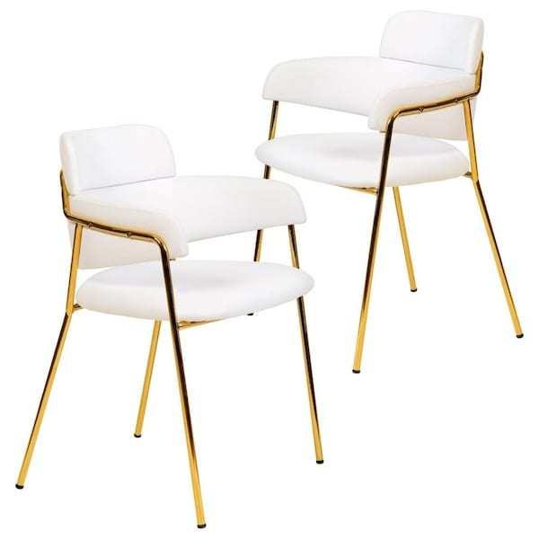 Leisuremod Axis Collection Modern Gold Dining Chair in White, 2PK ACG22W2 - main