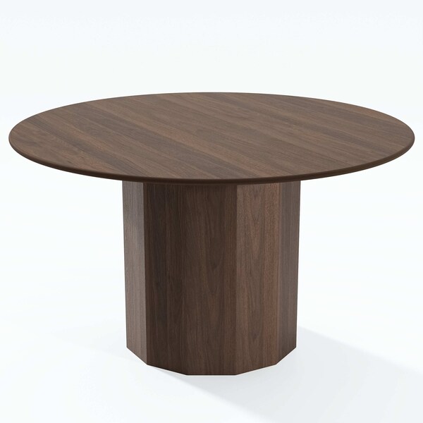 Homeroots 52" Brown Wood Pedestal Base Round Top Dining Table 720953 - main