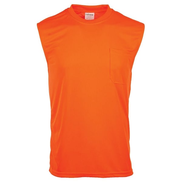 Jj Keller High Visibility Sleeveless T-Shirt, Moisture Wicking, Chest Pocket, Orange, Small, SAFEGEAR 65154 - main