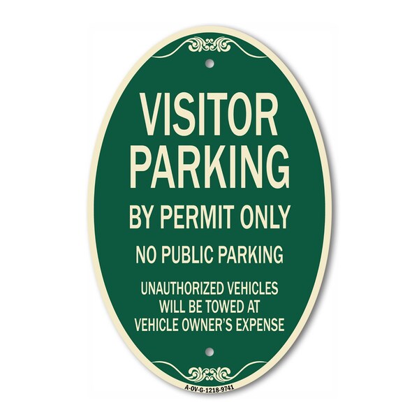 Signmission Visitor Parking By Permit Only No Public Parking, 12 Inch X 18 Inch Designer, Heavy Gauge Aluminum A-OV-G-1218-9741 - main