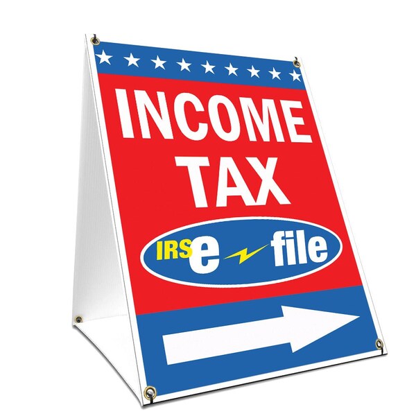Signmission Income Tax E-file With Arrow, 24 Inch x 18 Inch A-frame Yard Sign, Plastic Sign SBC-1824-Income Tax E-file With Arrow - main