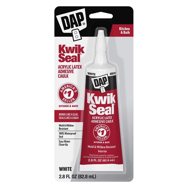 Dap Kwik Seal White Acrylic Latex Kitchen and Bath Adhesive Caulk 2.8 oz 7079800954 - main