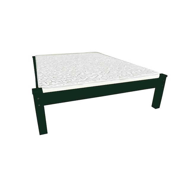 Homeroots Dark Green Solid Wood Queen Bed Frame 546722 - main