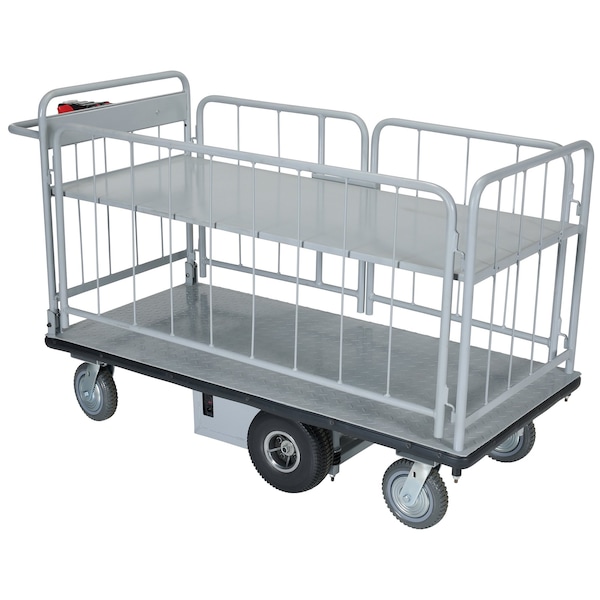 Vestil Elec Matl Hndl Cart Sides, 1 Shelf, 28x60, Steel, 500 lb Load Capacity, 1 Shelves, 68.875 in L EMHC-2860-3 - main