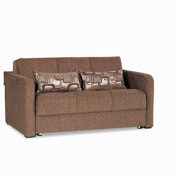 Homeroots 73" Brown Chenille Sleeper Sofa And Toss Pillows 607124 - main