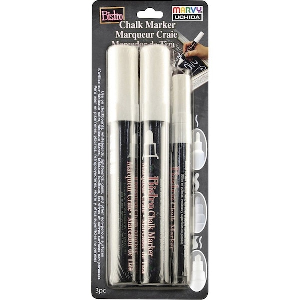 Marvy Uchida Broad Tip Chalk Marker, Set 4B, 4 Fluorescent Colors Per Pack, 6PK 480233A - main