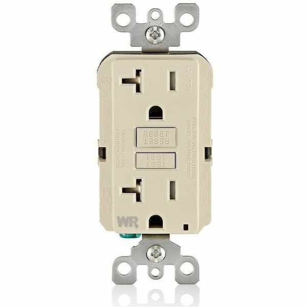 Leviton Self-Test GFCI Receptacle, Tamper Resistant Duplex, 20 Amp, 125 Volt, 5-20R NEMA GFWT2-T - main