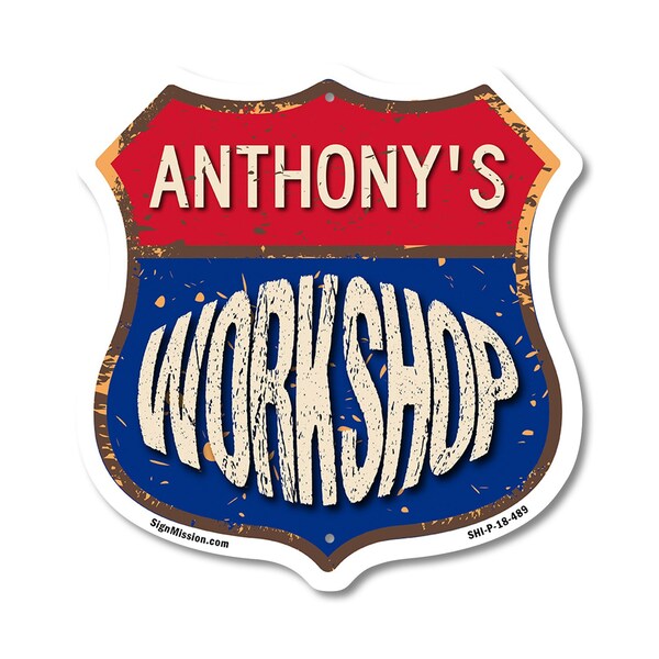 Signmission Anthony's Workshop, 18 Inch X 18 Inch, Plastic Sign SHI-P-18-489-ANTHONY - main