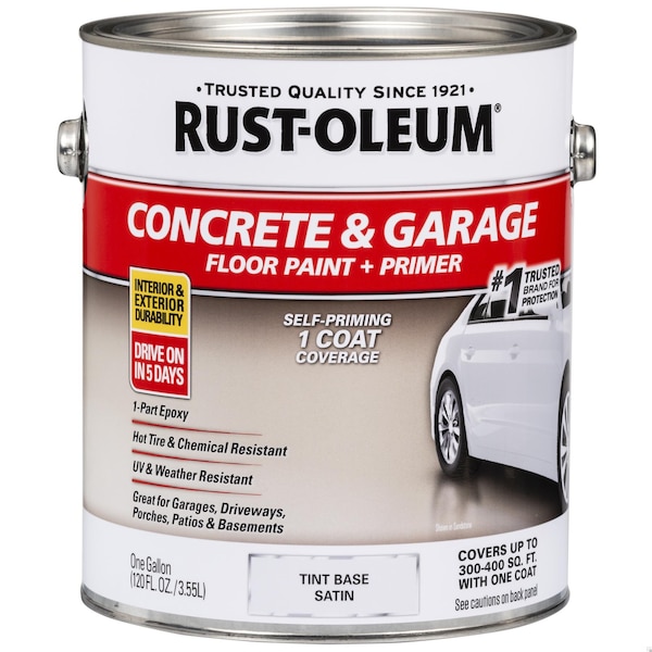 Rust-Oleum Concrete and Garage Floor Paint, Tint Base, Satin, 1 Gallon 225381 - main