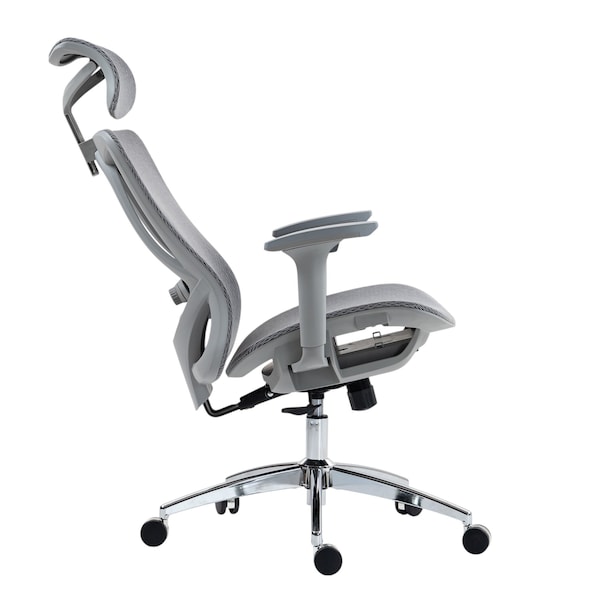 Homeroots Gray and Silver Adjustable Height Swivel Rolling Office Chair 638372 - main