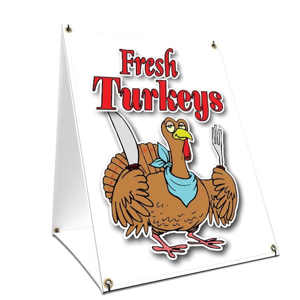 Signmission Fresh Turkeys, 24 Inch x 18 Inch A-frame Yard Sign, Plastic Sign SBC-1824-Fresh Turkeys - main