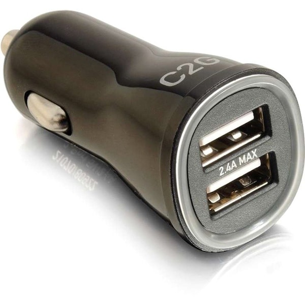 C2G Smart 2-Port USB Car Charger, 2.4A Output - 12 V DC, 24 V DC Input - 5 V DC Output - 2.40 A 21070 - main