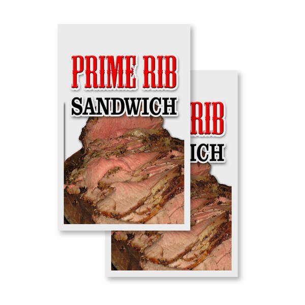 Signmission Prime Rib Sandwich, Vinyl Decals Only 24 Inch x 36 Inch, Vinyl Decal, 2PK DSB-2436-2PACK-Prime Rib Sandwich - main