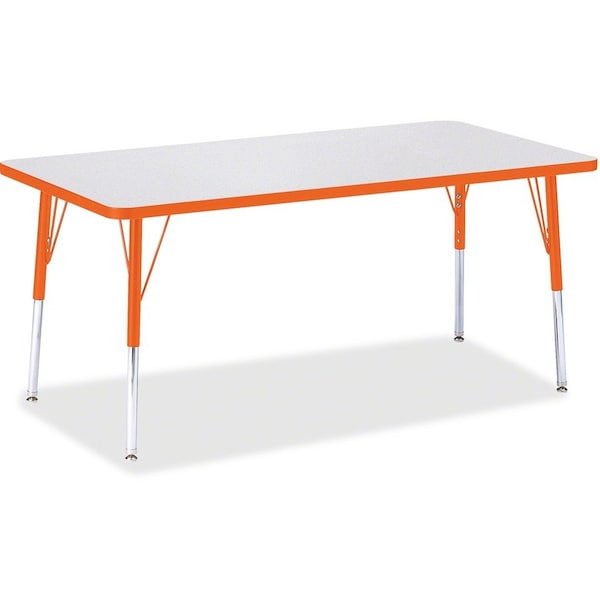 Jonti-Craft Berries Rectangle Activity Table, 30 in. x 60 in., A-height, Freckled Gray/Orange/Gray 6408JCA114 - main