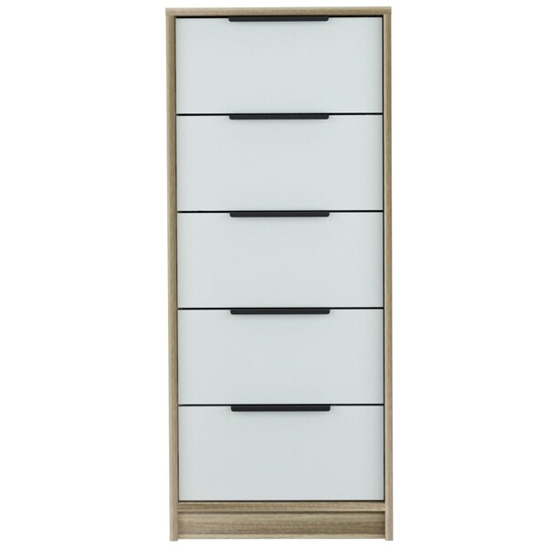 Homeroots 18" Brown And White Five Drawer Chest 477817 - main