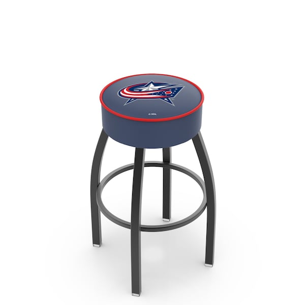 Holland Bar Stool Co 30" Columbus Blue Jackets Cushion Seat, Blk Wrnkl Base Swivel Bar Stool L8B130ColBlu - main