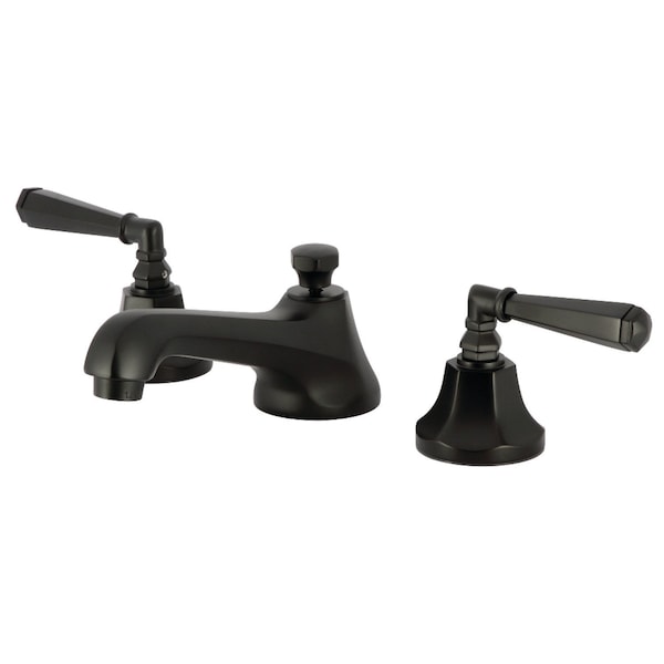 Kingston Brass Widespread Bathroom Faucet with Brass Pop-Up, Matte Black KS4460HL - main