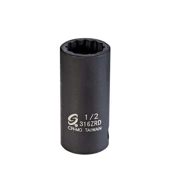 Sunex 3/8 in Drive 1/2 in 12Pt Semi-Deep Impact Socket 316ZRD - main