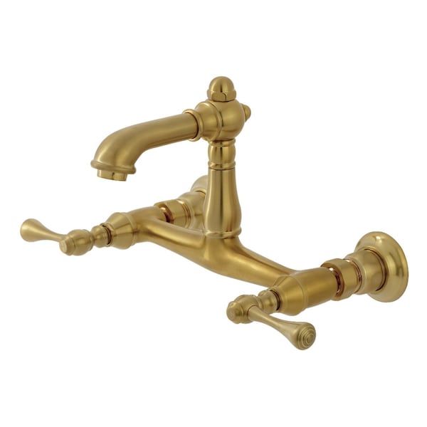 Kingston Brass Double-Handle Wall Mount Bathroom Faucet, Brushed Brass KS7257BL - main