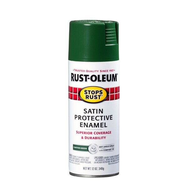 Rust-Oleum Spray Paint, Canyon Green, Satin, Oil, 12 oz 371673 - main