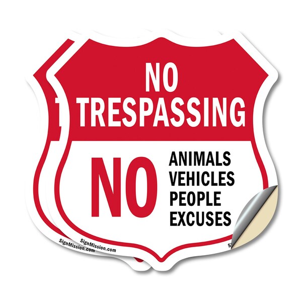 Signmission No Trespassing Shield Sign No Animals Ve, 4 inch X 4 inch, Vinyl Decal, 2PK SHI-D-2PACK-4-413 - main