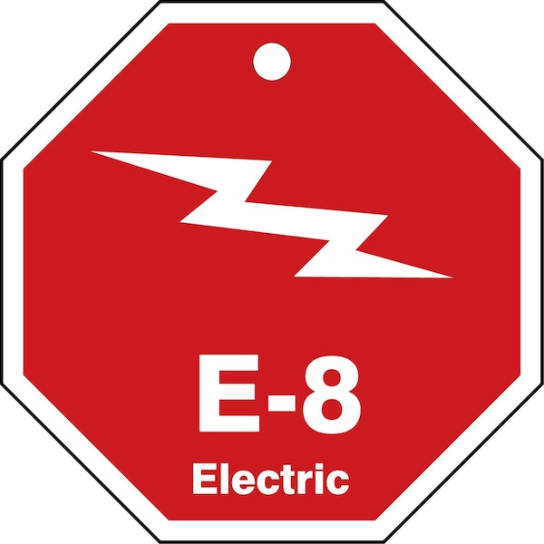 Accuform Energy Source ID Tag, E-8 ELECTRIC, 2.5in x 2.5in, Plastic, 5PK TDK308VPM - main