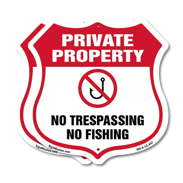 Signmission Private Property Shield Sign No Trespass, 12 inch X 12 inch, Aluminum Metal Sign, 2PK SHI-A-2PACK-12-447 - main