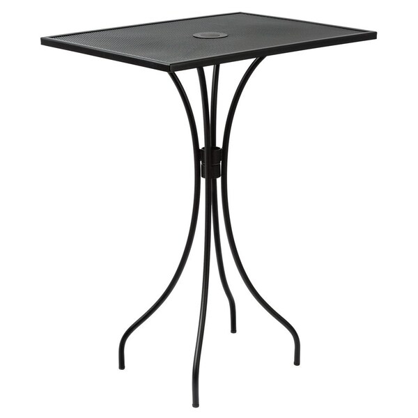 Bfm Seating Barnegat Bar Height Table 24x32 E-Coated, Powder Coated Micro-Mesh Steel - Black - Umbrella hole SU2432BL-T - main