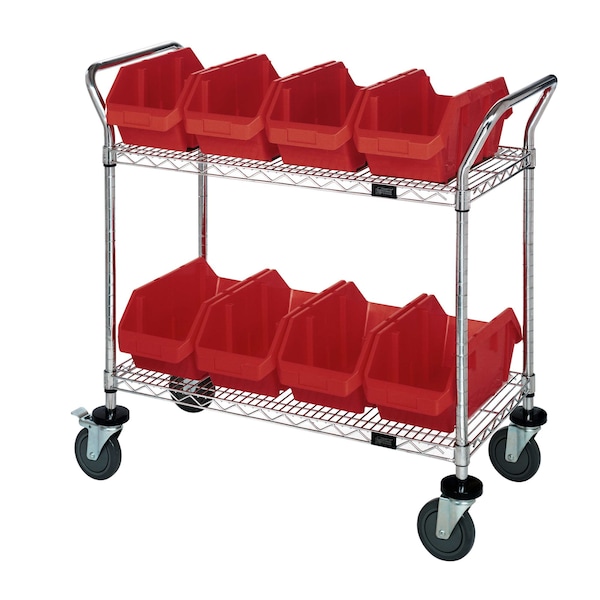 Quantum Storage Systems WIRE SHELVING CART W/8 RED BINS WRC2-1836-1285RD - main