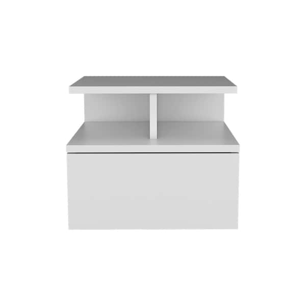 Homeroots 12" White Wood One Drawer Floating Nightstand 526151 - main